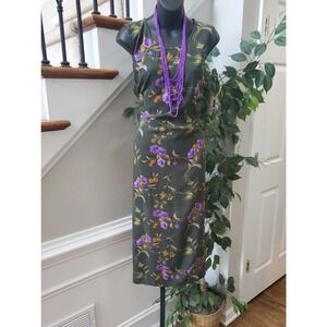 R & K Women's Green Floral 100% Rayon Round Neck Sleeveless Long Maxi Dress 14W
